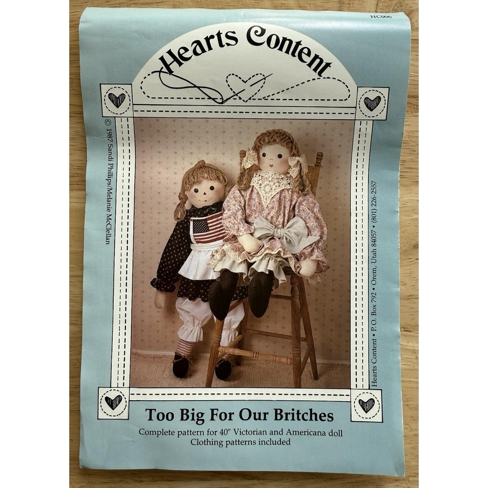 Hearts Content Too Big For Our Britches 40" Victorian & Americana Dolls Pattern